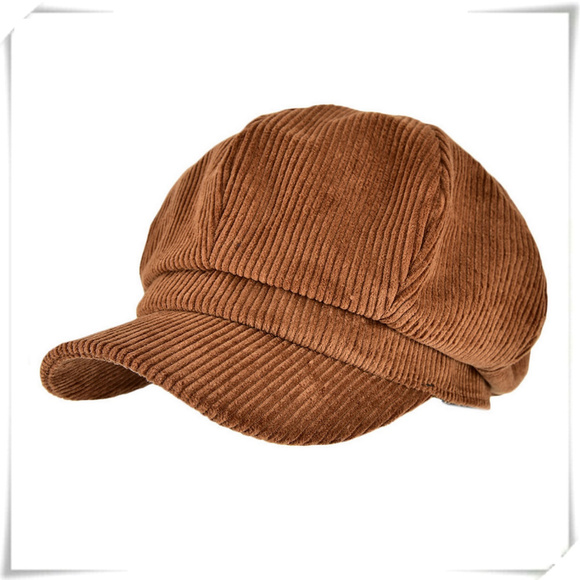 Accessories - Corduroy Camel Brown Rust Unisex Camel Brown Newsboy Baseball Hat Cap with Bill